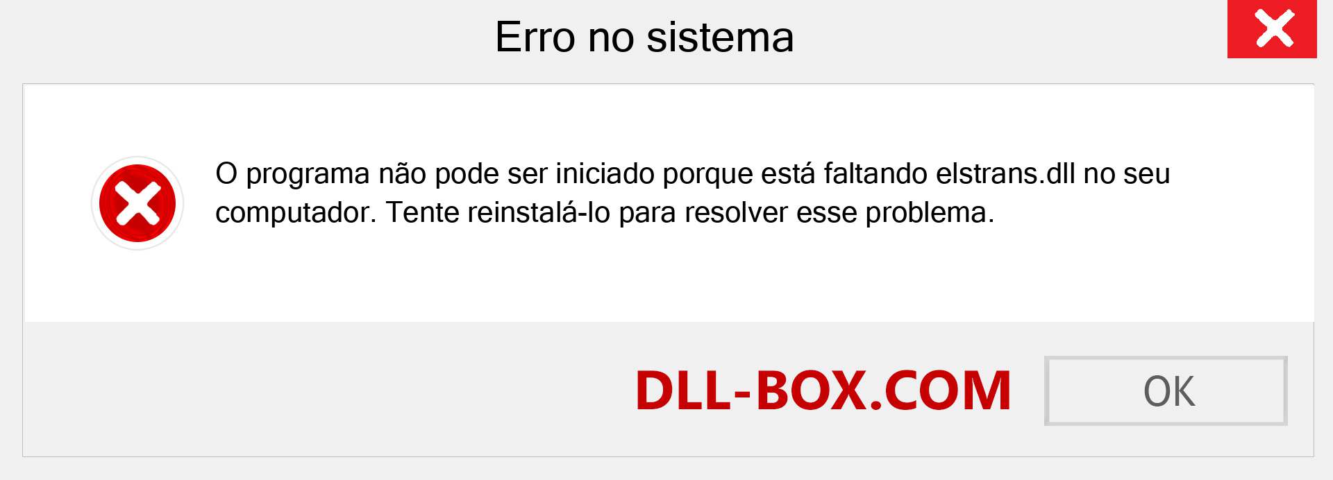 Arquivo elstrans.dll ausente ?. Download para Windows 7, 8, 10 - Correção de erro ausente elstrans dll no Windows, fotos, imagens